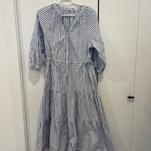 Levi's Blue and White Striped Midi Dress